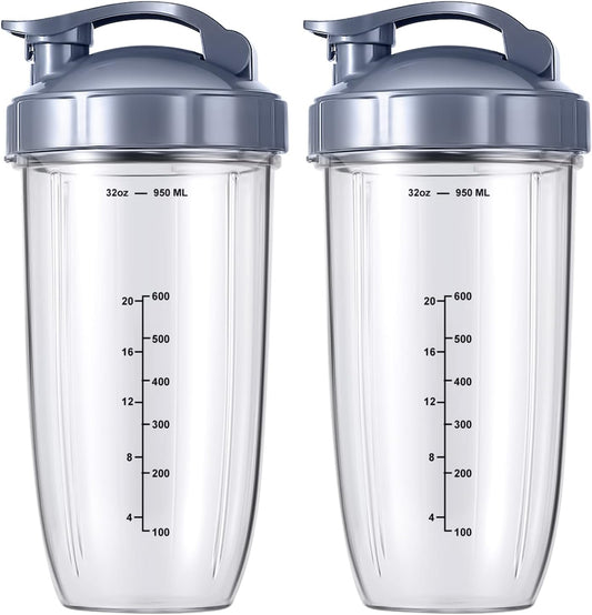2-pack Replacement Parts Upgrade 32oz Cups with Flip-Top To-Go-Lid and Rubber Gaskets Compatible with V1258-DP02-C-110