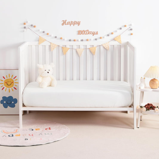 2 Pack Muslin Cott Mini Crib Sheets, Soft and Breathable Double Layer 24x38 Baby Crib Sheets for Mini Crib V1258-DP02-C-1100