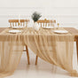 Cheesecloth Table Runner - 10FT Natural Linen Beige Gauze Fabric Table Decor for Wedding, Party, Dinner, V1258-DP02-C-1101
