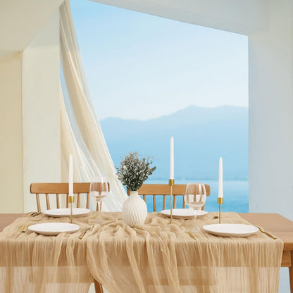 Cheesecloth Table Runner - 10FT Natural Linen Beige Gauze Fabric Table Decor for Wedding, Party, Dinner, V1258-DP02-C-1101
