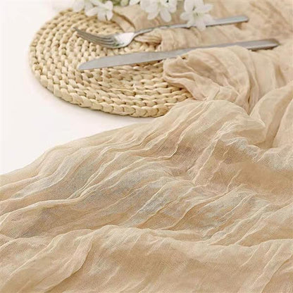Cheesecloth Table Runner - 10FT Natural Linen Beige Gauze Fabric Table Decor for Wedding, Party, Dinner, V1258-DP02-C-1101