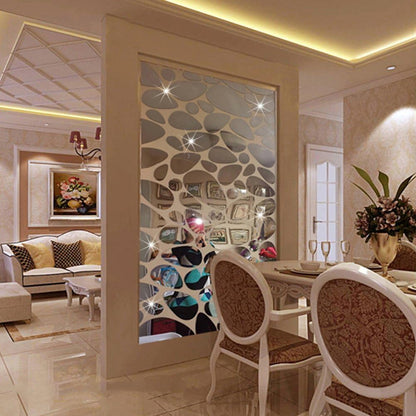 Petluno 72Pcs Mirror Decals Wall Stickers - Cobblestone Shape DIY Decor for Home Room Bedroom Office V1258-DP02-C-1106