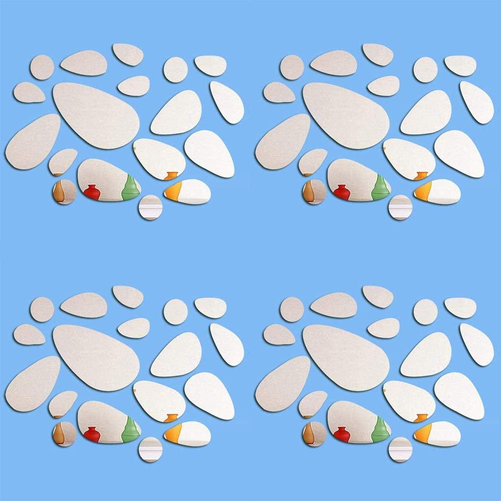 Petluno 72Pcs Mirror Decals Wall Stickers - Cobblestone Shape DIY Decor for Home Room Bedroom Office V1258-DP02-C-1106