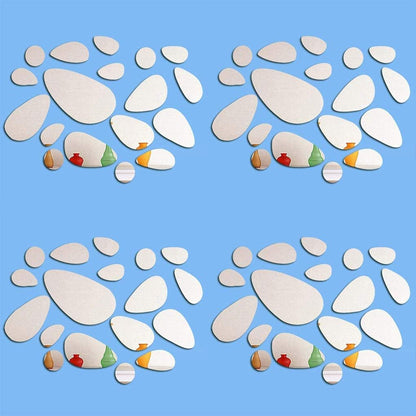Petluno 72Pcs Mirror Decals Wall Stickers - Cobblestone Shape DIY Decor for Home Room Bedroom Office V1258-DP02-C-1106