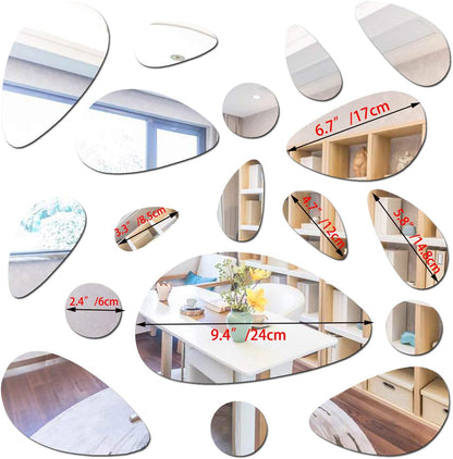 Petluno 72Pcs Mirror Decals Wall Stickers - Cobblestone Shape DIY Decor for Home Room Bedroom Office V1258-DP02-C-1106