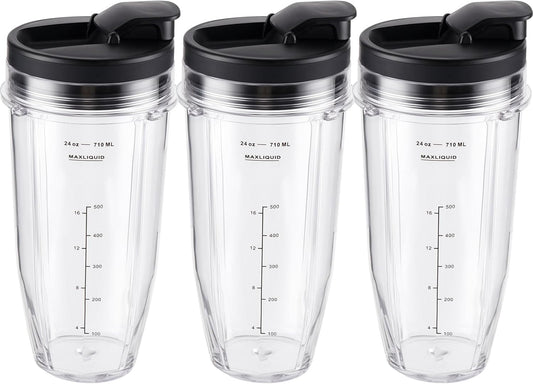 Ninja Blender Cups Replacement 24oz - Compatible with Ninja BN401, BL450, BL456, BL480, BL2012, BN751, BN801, V1258-DP02-C-112