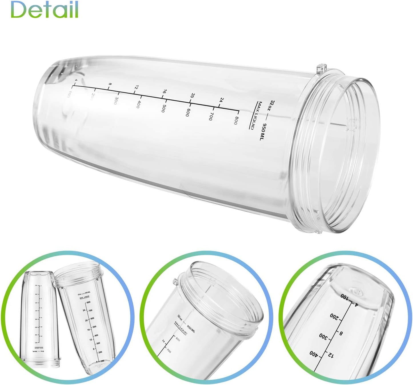 Ninja Blender Cups Replacement 24oz - Compatible with Ninja BN401, BL450, BL456, BL480, BL2012, BN751, BN801, V1258-DP02-C-112