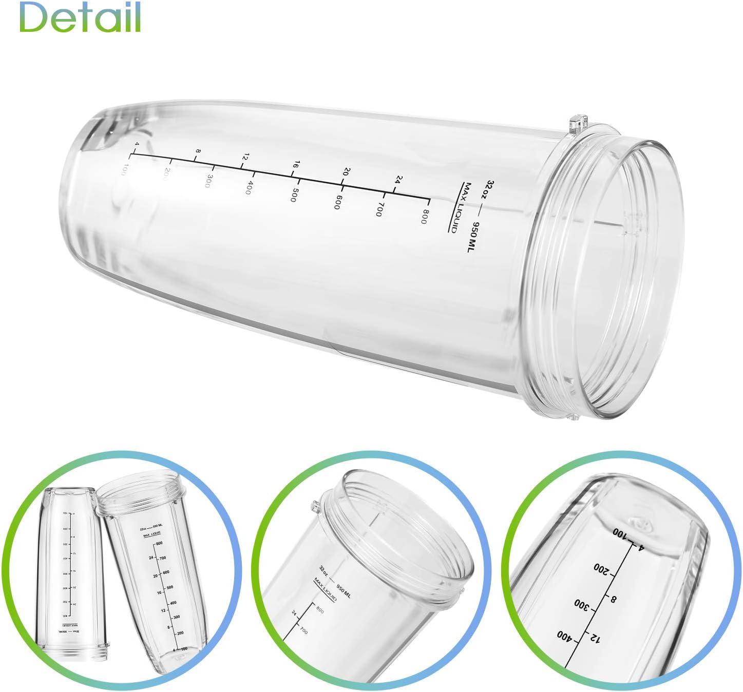 Ninja Blender Cups Replacement 24oz - Compatible with Ninja BN401, BL450, BL456, BL480, BL2012, BN751, BN801, V1258-DP02-C-112
