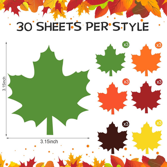 Glenmal 540 Sheets Thanksgiving Fall Leaf Sticky Notes Autumn Sticky Notepads Maple Leaves Shape Self Stick V1258-DP02-C-1120