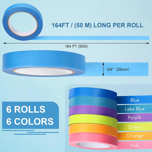 Glenmal 6 Rolls Laboratory Labeling Tapes, 164 Feet Long x 3/4 Inch Width, Temperature Resistant Water V1258-DP02-C-1123