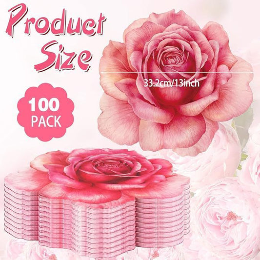 Set of 100 Peony Placemat Pink Floral Place Mats Spring Paper Placemats Disposable for Dining Table Parties V1258-DP02-C-1124