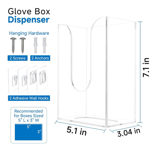 Acrylic Glove Dispenser, Wall-Mounted Glove Box Holder for Disposable Gloves Box & Tissue Box, Multipurpose V1258-DP02-C-1125