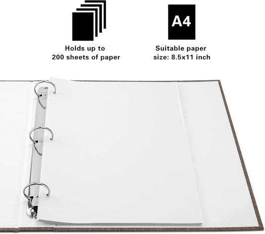 3 Ring Binder, A4 Fabric Cover Round Ring Durable Binder for 3-Hole Letter Size Paper, Decorative Organizer V1258-DP02-C-1127
