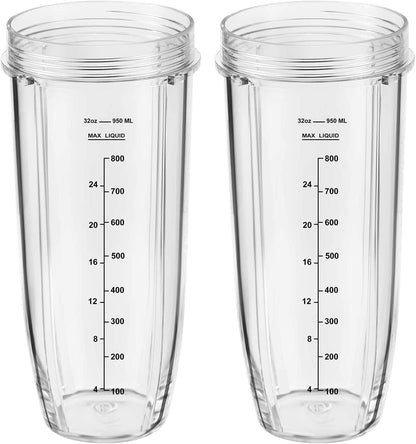 Replacement Part for Nutri Ninja Blender 2-Pack 32oz Replacement Cups Compatible with Nutri Ninja Auto-iQ V1258-DP02-C-113