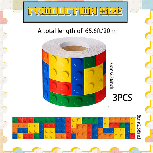 Glenmal 3roll 65.6 Feet Building Block Bulletin Board Borders Classroom Borders Colorful Bulletin Board Trim V1258-DP02-C-1131
