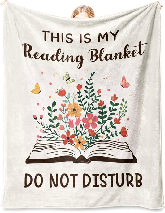 Book Lovers Gifts for Women Men, Flannel Soft Book Reading Blanket Decor, Reader Gifts for Birthday, Reading V1258-DP02-C-1137
