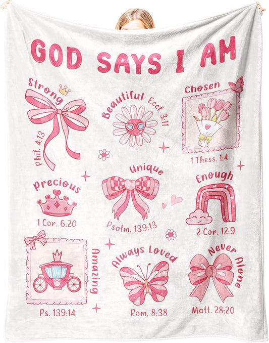 Baptism Gifts for Girl Christening, Christian Gifts for Girls, Flannel Soft Girl Blanket Decor, Christian V1258-DP02-C-1138