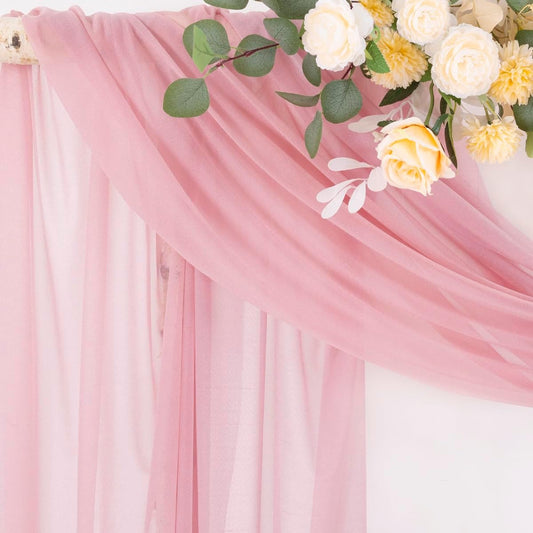 Wedding Arch Draping Fabric 29" x 20Ft 4 Panels Dusty Rose Sheer Outdoor Curtain Drapes Extra Long for Bridal V1258-DP02-C-1151