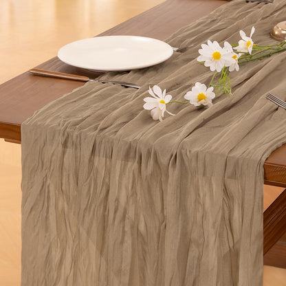 Nude Brown Cheesecloth Table Runner with 50pcs Napkins V1258-DP02-C-1155
