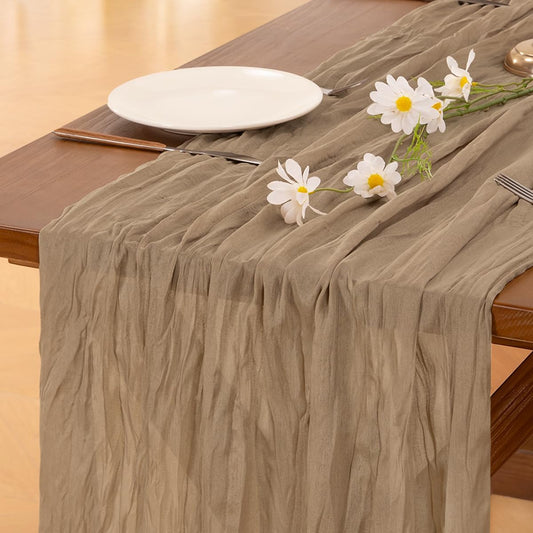 Nude Brown Cheesecloth Table Runner with 50pcs Napkins V1258-DP02-C-1155