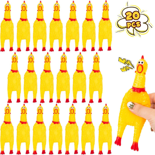 20PCS Squeaky Rubber Chickens, Screaming Chickens Bulk Prank Novelty Toys Pet Toys for Party Favors Family V1258-DP02-C-1192