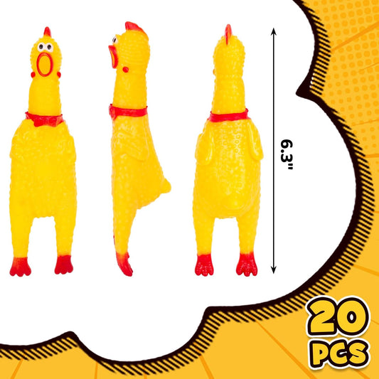20PCS Squeaky Rubber Chickens, Screaming Chickens Bulk Prank Novelty Toys Pet Toys for Party Favors Family V1258-DP02-C-1192