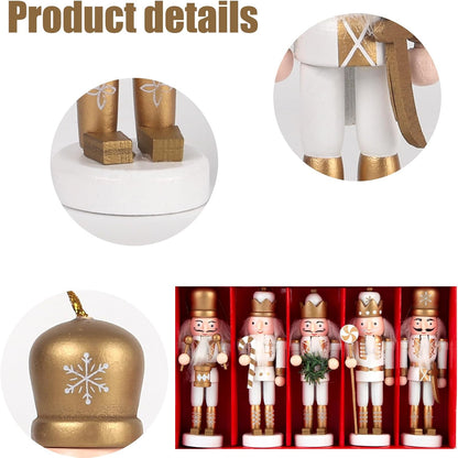5PCS Nutcracker Christmas Decor, Wooden Nutcracker Hanging Ornaments Soldier for Christmas Tree Gift Shelves V1258-DP02-C-1193