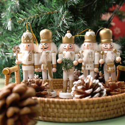 5PCS Nutcracker Christmas Decor, Wooden Nutcracker Hanging Ornaments Soldier for Christmas Tree Gift Shelves V1258-DP02-C-1193