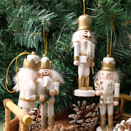 5PCS Nutcracker Christmas Decor, Wooden Nutcracker Hanging Ornaments Soldier for Christmas Tree Gift Shelves V1258-DP02-C-1193