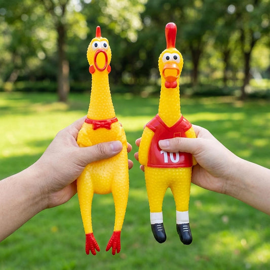 Screaming Chicken & Squeaky Chicken Dog Toy - Two Hilarious Prank Toys for Fun, Stress Relief & Play V1258-DP02-C-1194