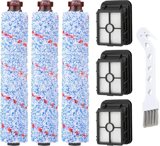 Replacements Compatible with Bissell CrossWave, 3 Multi-Surface Brush Roll 1868 + 3 Vacuum Filter 1866 Vacuum V1258-DP02-C-1197
