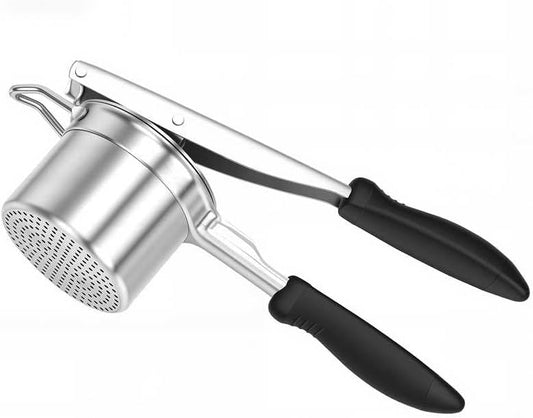Potato Ricer, 304 Stainless Steel Manual Potato Press with Silicone Handle, Dishwasher Safe Kitchen Tool for V1258-DP02-C-12