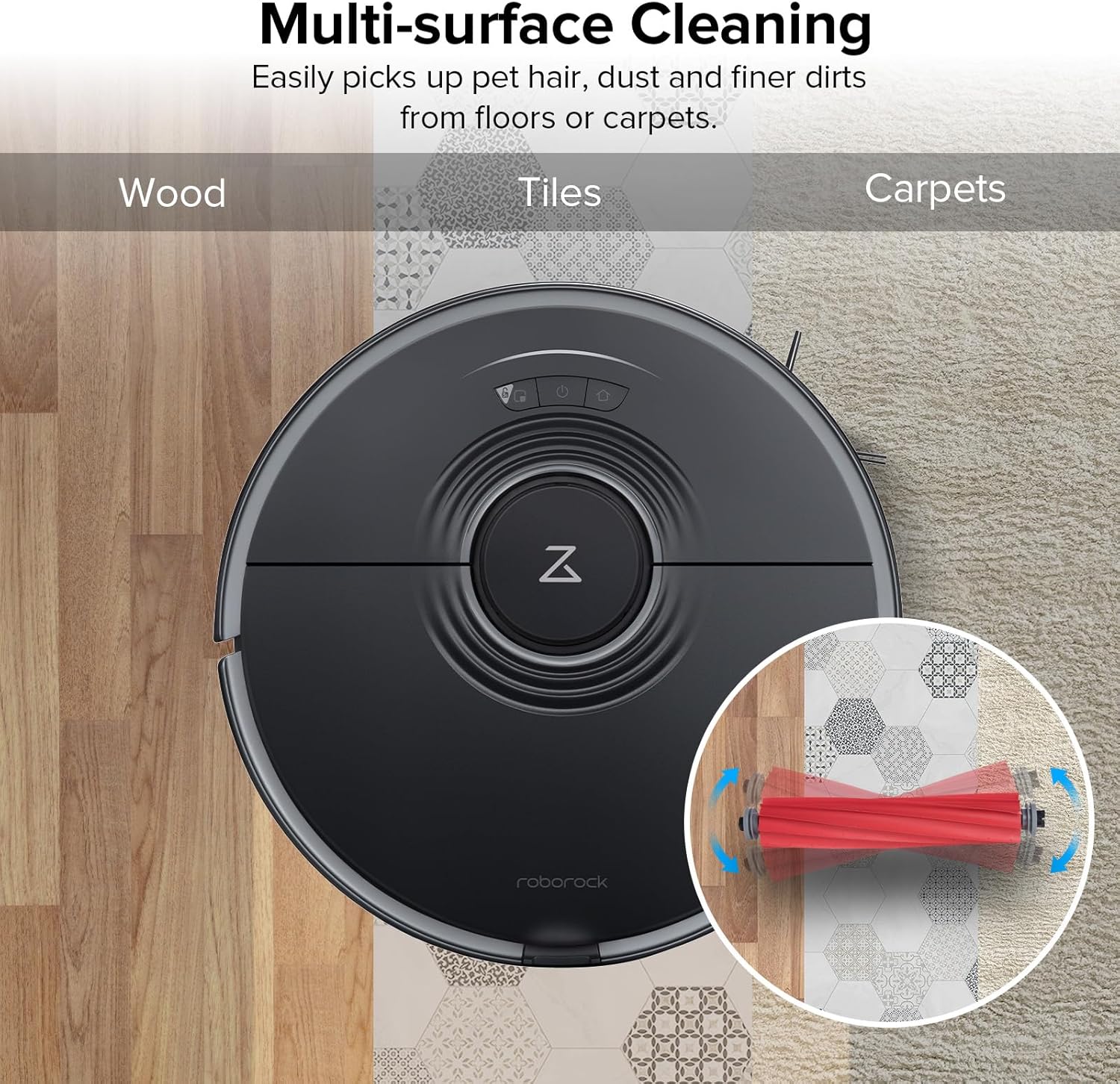 Rubber Main Brush Replacement Q Revo Series, S7 Max Ultra, QV 35A, Q7 Series Robot Vacuum V1258-DP02-C-1206