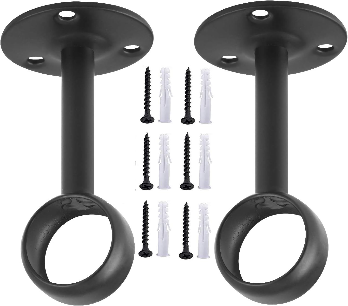 Curtain Rod Ceiling-Mount Bracket Curtain Rod Brackets Curtain Rod Holders (8 PCS, Black) V1258-DP02-C-1221