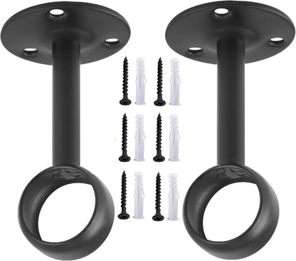 Curtain Rod Ceiling-Mount Bracket Curtain Rod Brackets Curtain Rod Holders (8 PCS, Black) V1258-DP02-C-1221