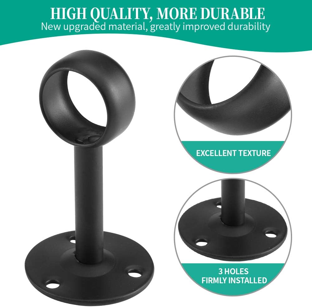 Curtain Rod Ceiling-Mount Bracket Curtain Rod Brackets Curtain Rod Holders (8 PCS, Black) V1258-DP02-C-1221