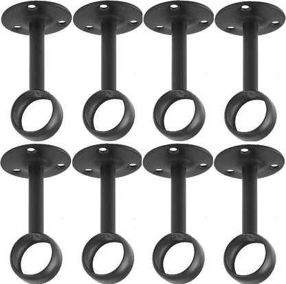 Ceiling-Mount Curtain Bracket Holders for 1 1/4-Inch Rod (8 PCS, Black) V1258-DP02-C-1223