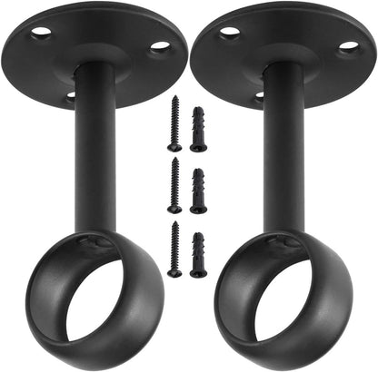 Ceiling-Mount Curtain Bracket Holders for 1 1/4-Inch Rod (8 PCS, Black) V1258-DP02-C-1223