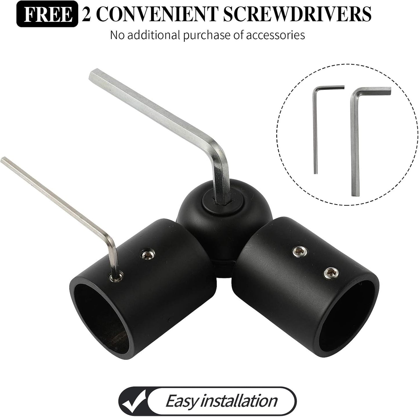 Adjustable 1 Inch Curtain Rod Brackets, Black Iron Wall Mounts, 2 Pack V1258-DP02-C-1225
