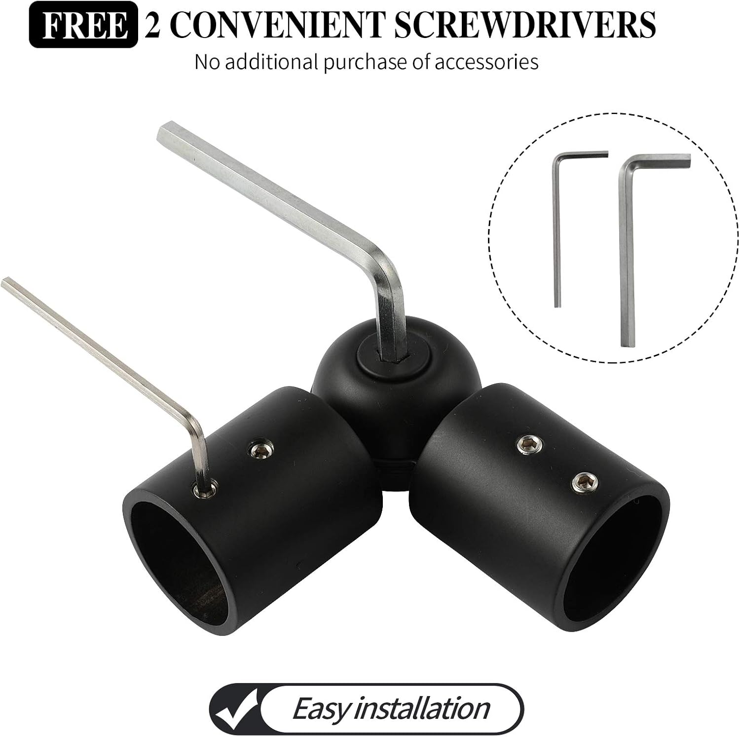 Adjustable 1 Inch Curtain Rod Brackets, Black Iron Wall Mounts, 2 Pack V1258-DP02-C-1225