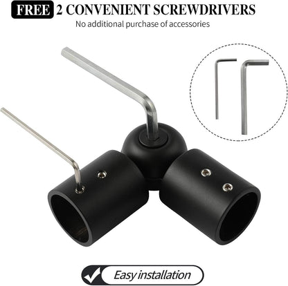 Adjustable 1 Inch Curtain Rod Brackets, Black Iron Wall Mounts, 2 Pack V1258-DP02-C-1225
