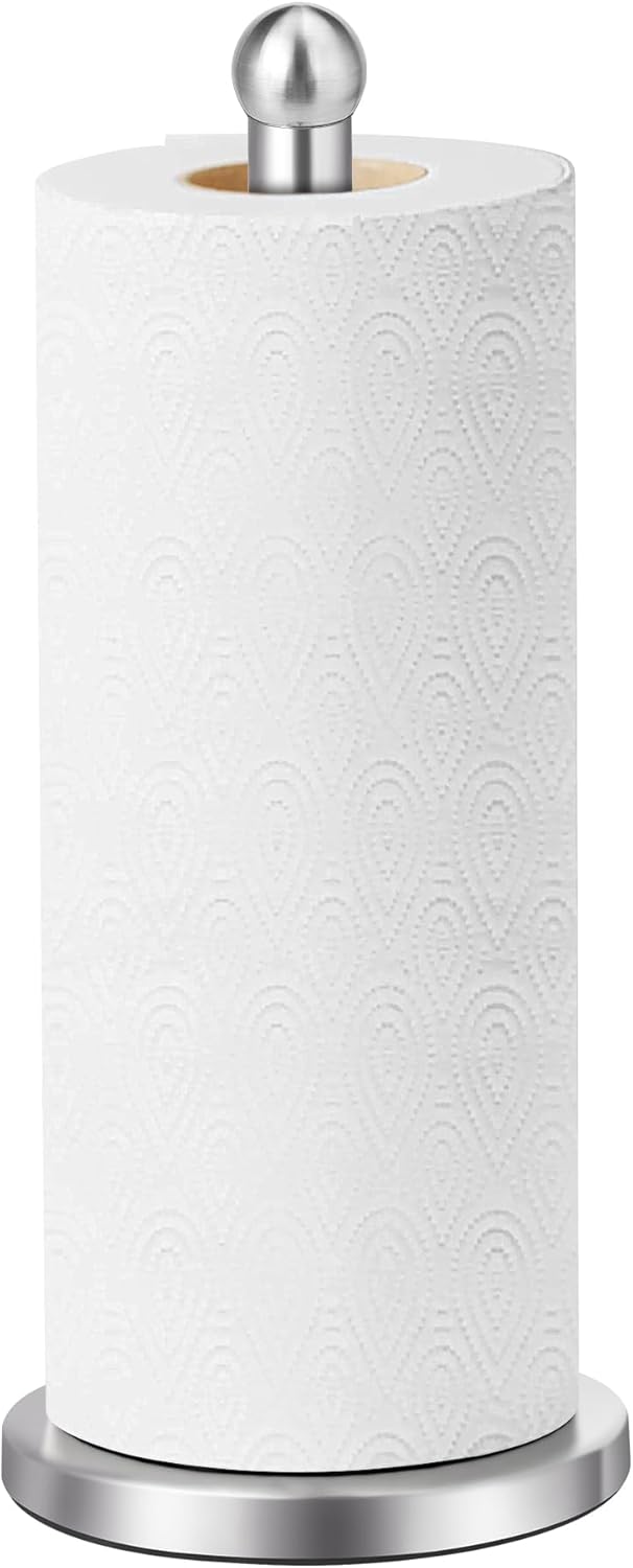 Paper Towel Holder Countertop, Paper Towel Holder with Solid Weighted Base, for Standard and Large Size Rolls V1258-DP02-C-1229