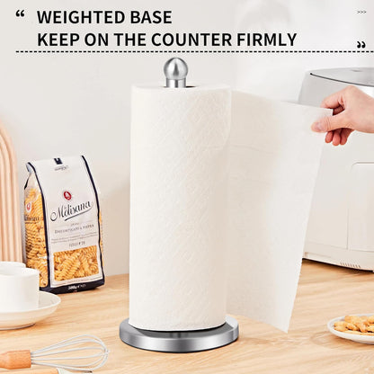 Paper Towel Holder Countertop, Paper Towel Holder with Solid Weighted Base, for Standard and Large Size Rolls V1258-DP02-C-1229