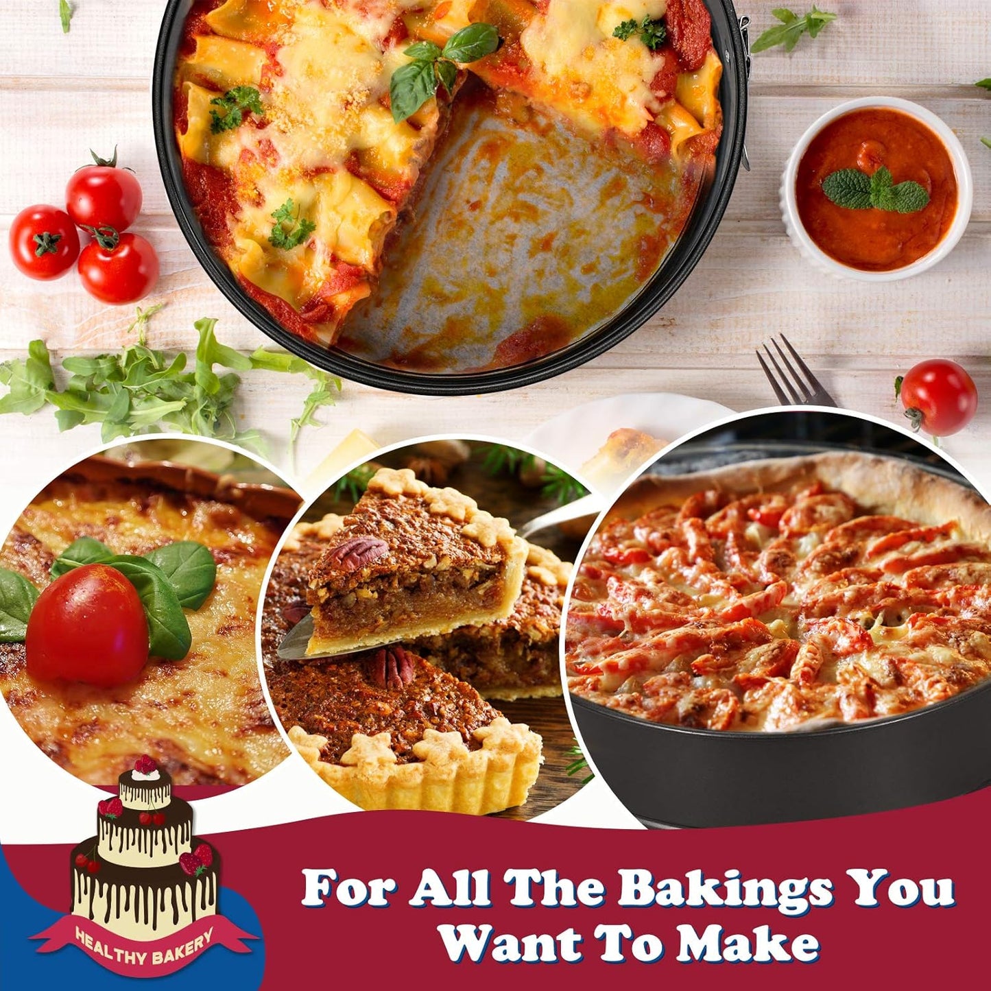 9 Inch Non-stick Cheesecake Pan Springform Pan with Removable Bottom/Leakproof - Black V1258-DP02-C-123