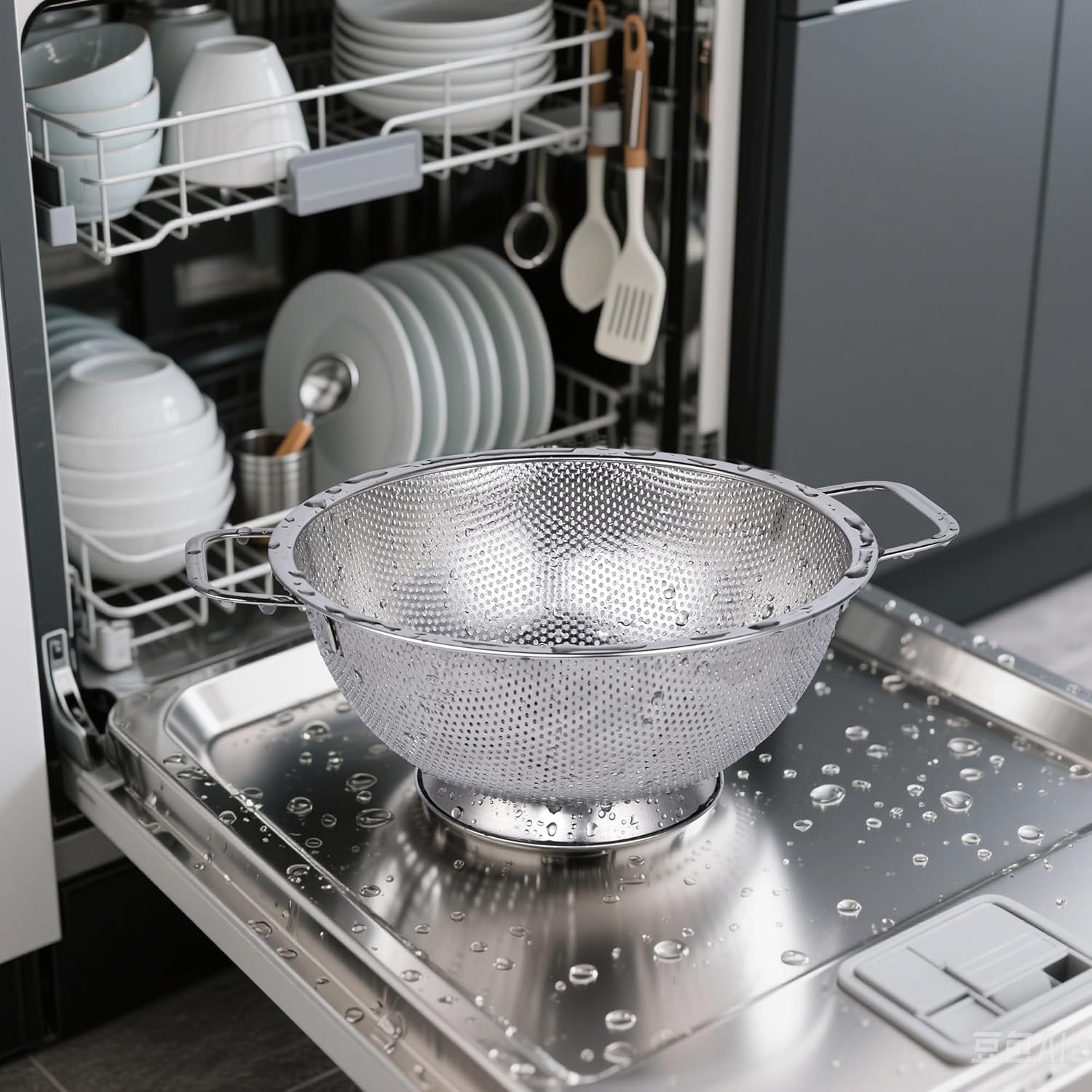 Colander Stainless Steel 3-Quart, Kitchen Strainer for Pasta, Fruits Vegetables, Dishwasher Safe V1258-DP02-C-1230