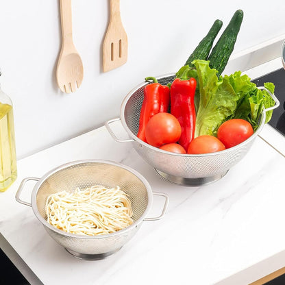 Colander Stainless Steel 3-Quart, Kitchen Strainer for Pasta, Fruits Vegetables, Dishwasher Safe V1258-DP02-C-1230