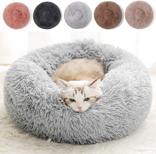 Cat Beds for Indoor Cats - Cat Bed Washable 20 inches, Dog Beds for Small Medium Dogs, Anti Anxiety Round V1258-DP02-C-1239