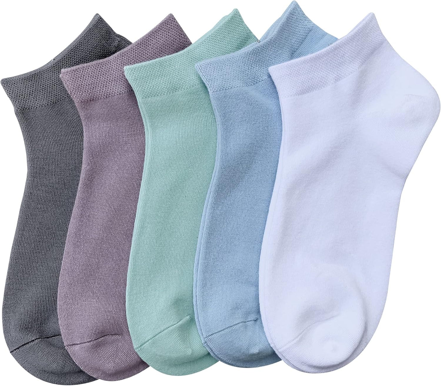 Women Bamboo Ankle Socks Ankle Length Thin Sock Odor Resistant Low Cut Sock 5 Pairs V1258-DP02-C-1243