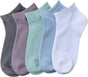Women Bamboo Ankle Socks Ankle Length Thin Sock Odor Resistant Low Cut Sock 5 Pairs V1258-DP02-C-1243