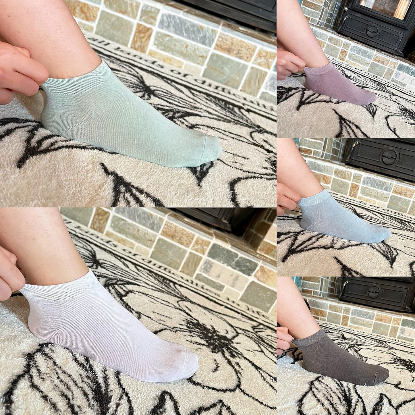 Women Bamboo Ankle Socks Ankle Length Thin Sock Odor Resistant Low Cut Sock 5 Pairs V1258-DP02-C-1243